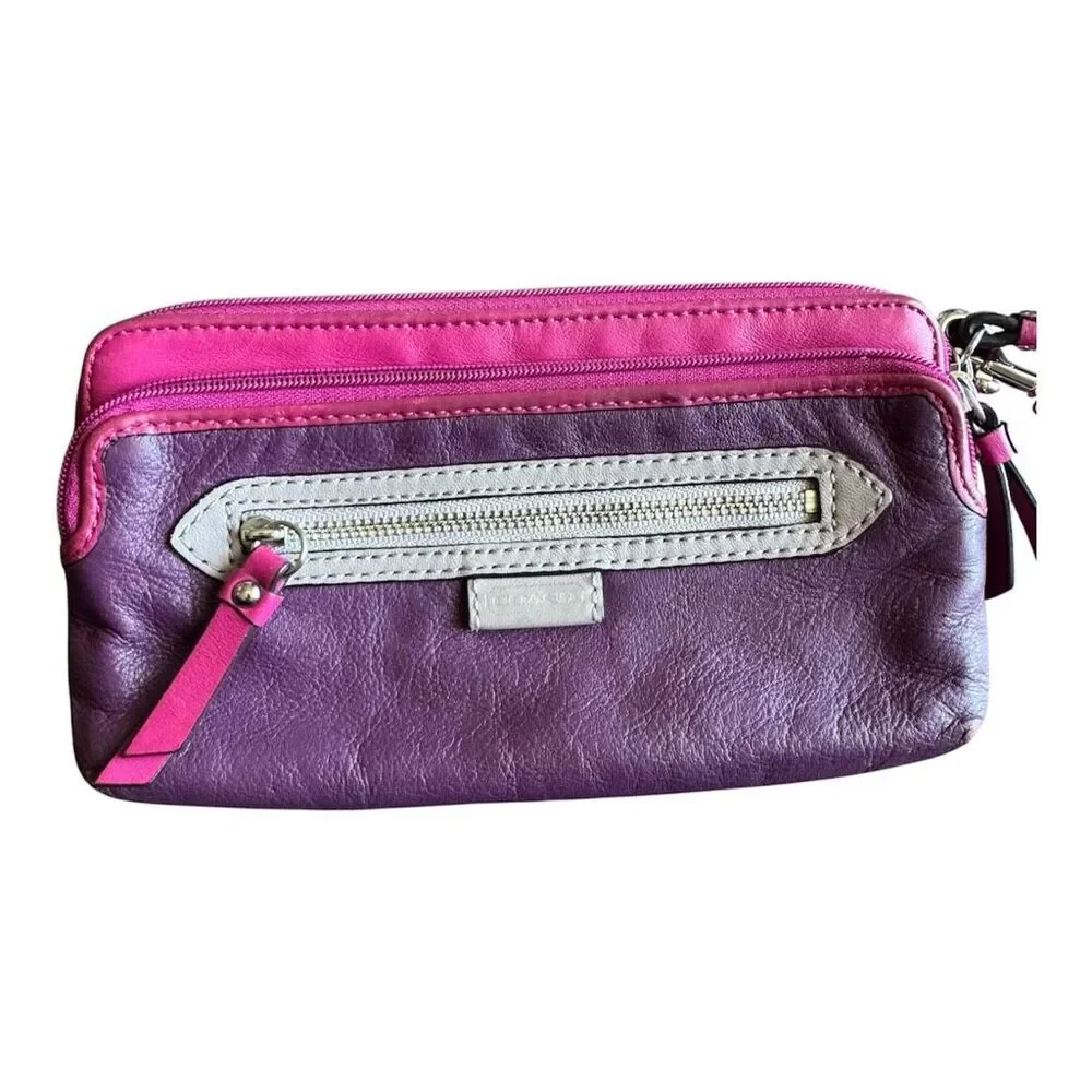 Coach Daisy Spectator Leather Wallet Wristlet Purple Pink